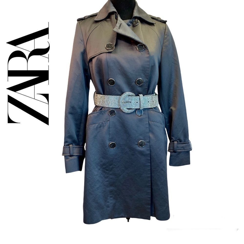 Zara dark gray charcoal trench coat size Medium